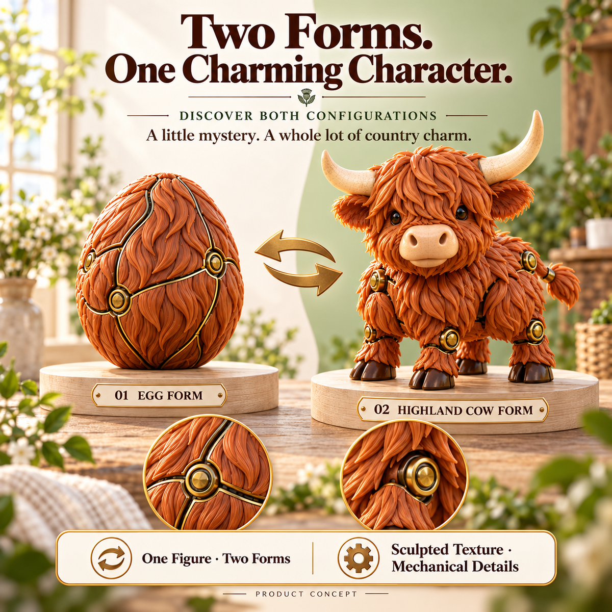 🐮 2-in-1 Transforming Highland Cow Egg – A Little Egg, a Charming Highland Surprise