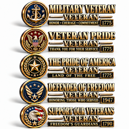 🇺🇸🎖️ Veteran Honor 3D Metal Car Emblem – A Tribute to Service & Pride