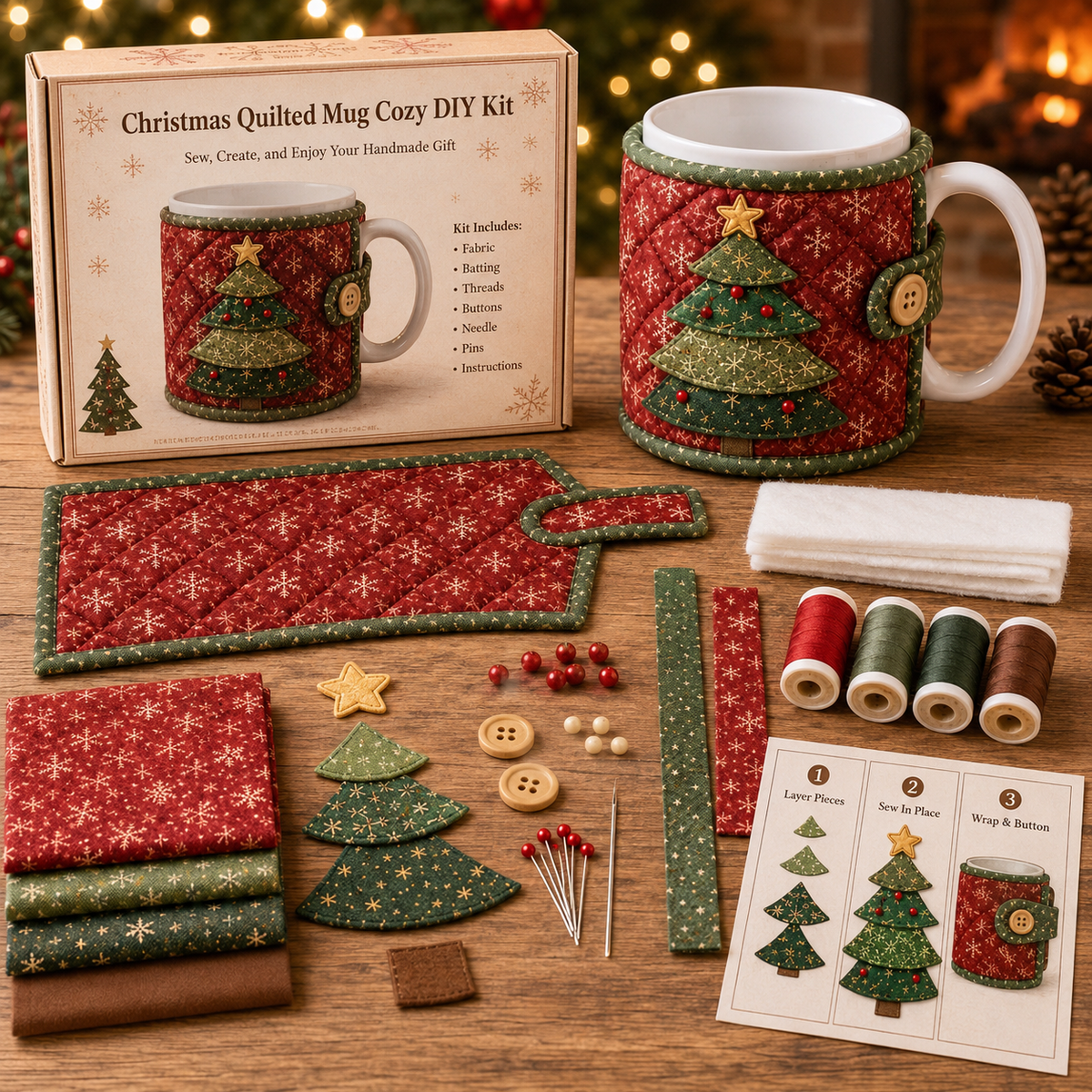 🎄 Christmas Mug Cozy Sewing Kit
