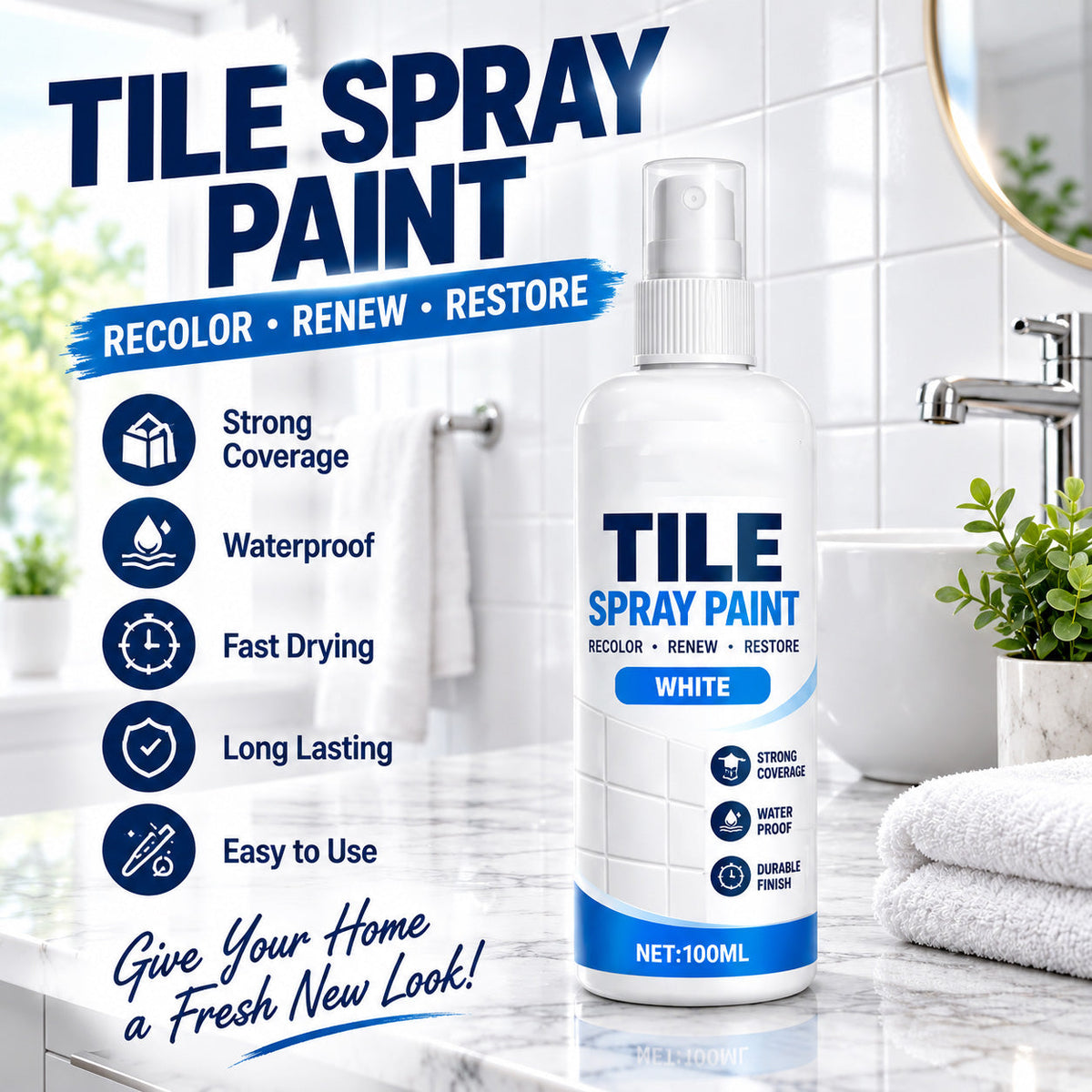 🎨 Tile Renewal Spray Paint | 100ml 3 Colors